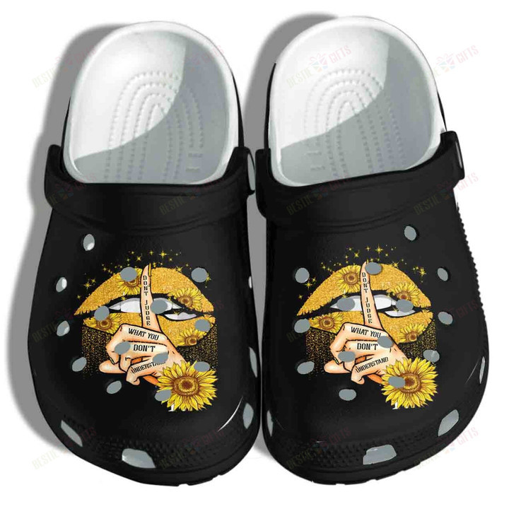 Sunflower Lip Crocs Do Not Jugde Crocs Classic Clogs Shoes