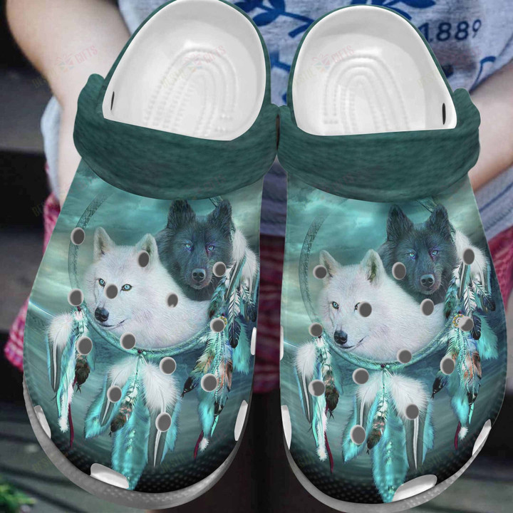 Wolf Couple Crocs Classic Clogs Shoes