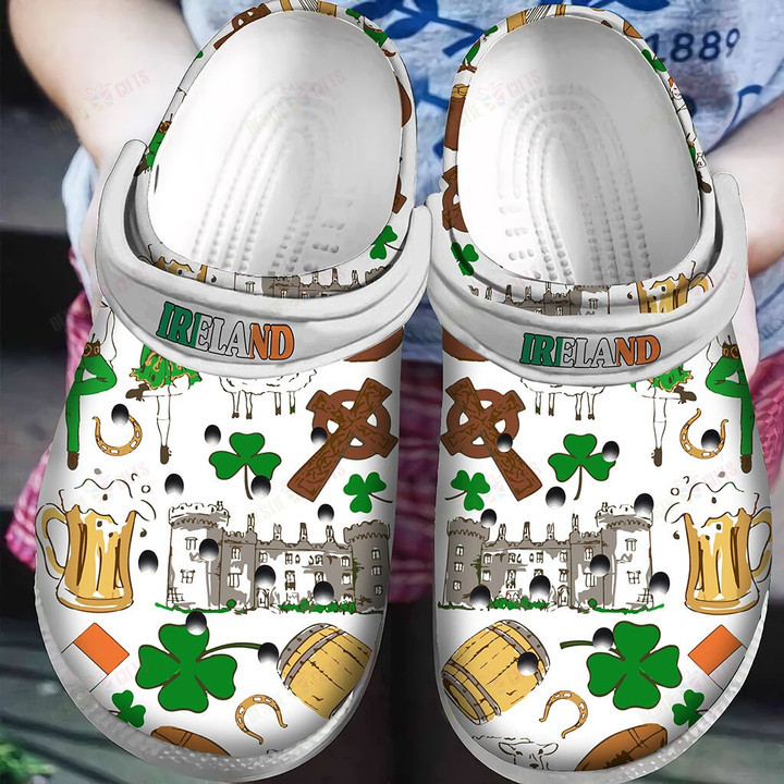 Colorful Symbols Of Ireland Crocs Classic Clogs Shoes