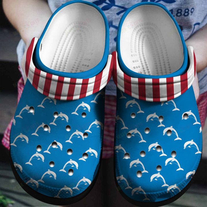 Dolphin With American Flag Crocs Classic Clogs Shoes