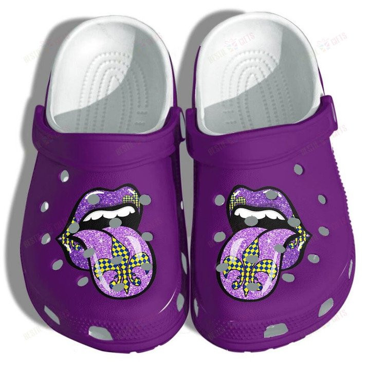 Purple Lip Mardi Gras In New Orleans Crocs Classic Clogs Shoes