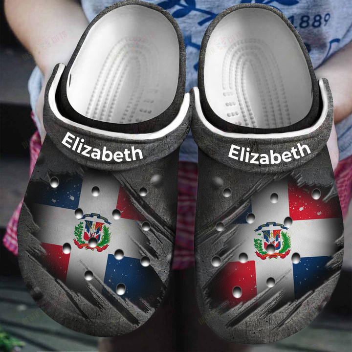 Personalized Vintage Dominican Flag Crocs Classic Clogs Shoes