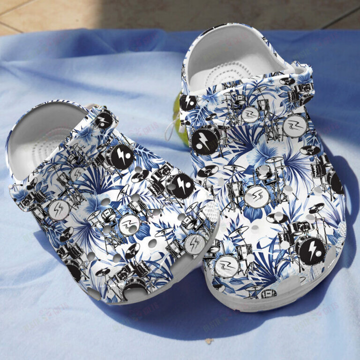 Floral Drum Set Crocs Classic Clogs Shoes