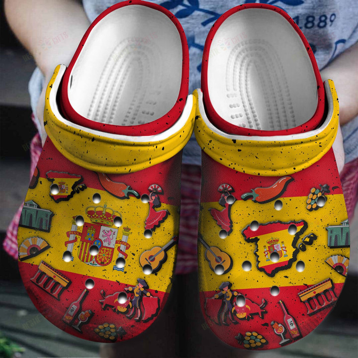 Spain Flag Symbol Crocs Classic Clogs Shoes