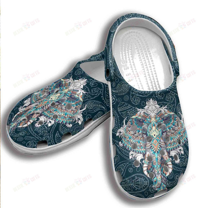 Hippie Art Elephant Crocs Classic Clogs Shoes