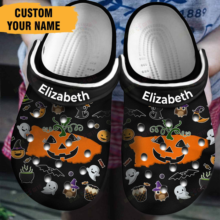 Personalized Puerto Rico Symbols Halloween Crocs Classic Clogs Shoes