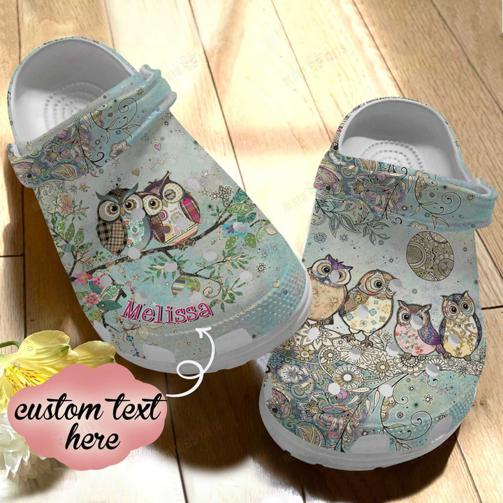 Personalized Beautiful Owls Crocs Classic Clogs Shoes