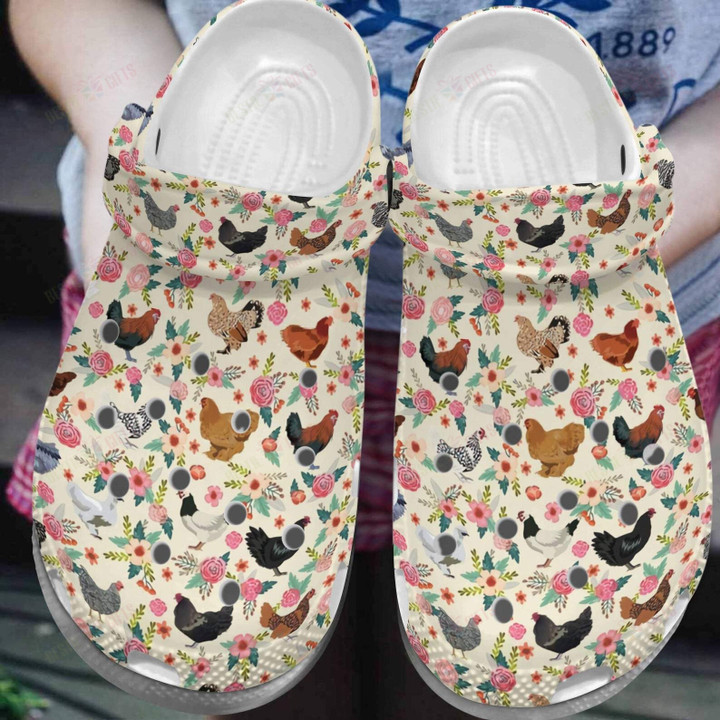 Chicken Flower Chicken Farm Crocs Classic Clogs Shoes