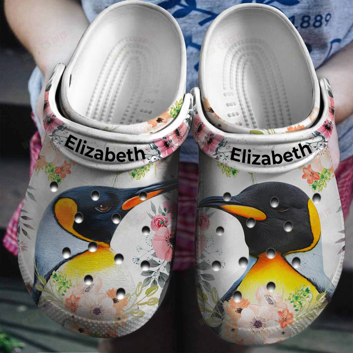 Personalized Penguin Flower Crocs Classic Clogs Shoes