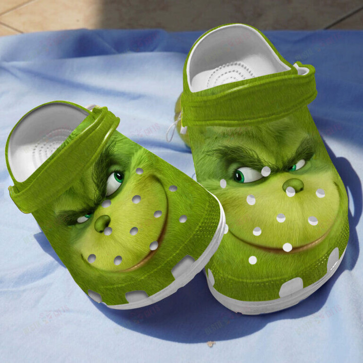 Grinch Face Crocs Classic Clogs Shoes