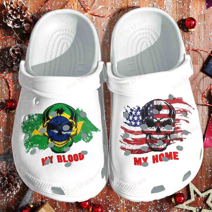 My Blood Brazil My Home USA Flag Crocs Classic Clogs Shoes