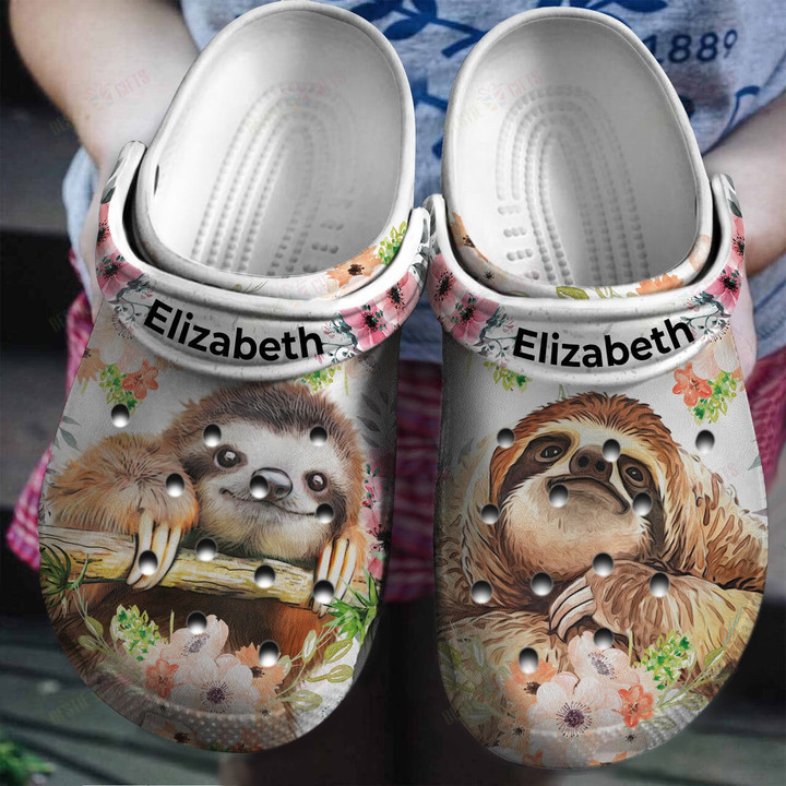 Personalized Sloth Flower Crocs Classic Clogs Shoes