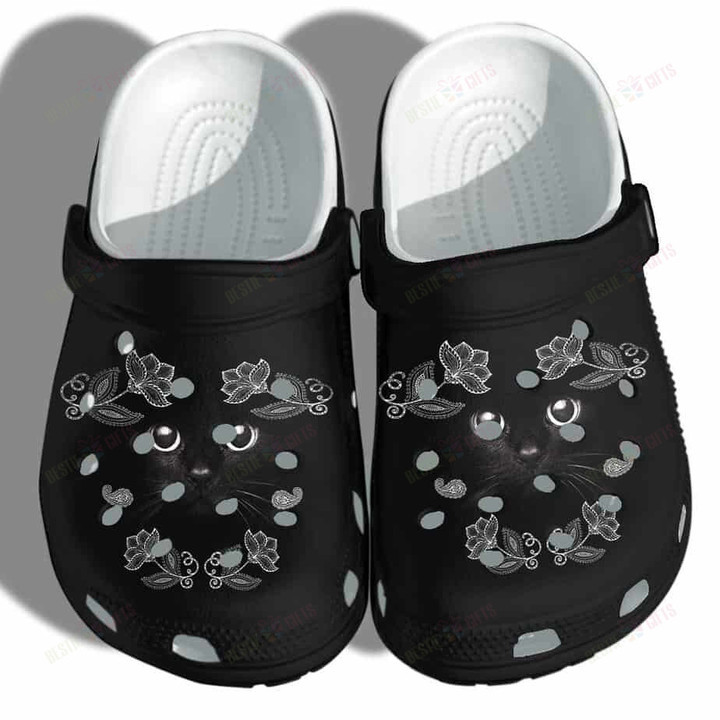 Black Cat Face Cute Cute Cat Crocs Classic Clogs Shoes