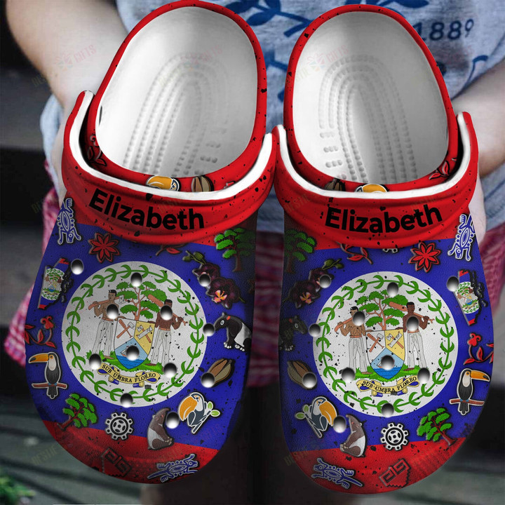 Personalized Belizean Flag Symbols Crocs Classic Clogs Shoes