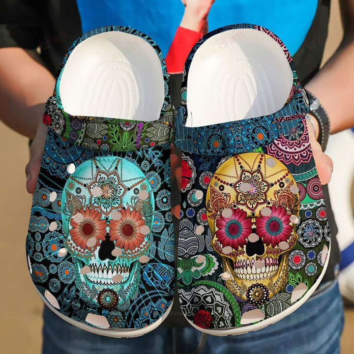 Sugar Skull Crocs Classic Clogs Shoes