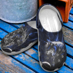 Black Wolf Crocs Classic Clogs Shoes