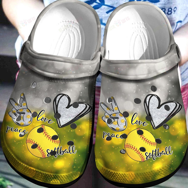 LOve Peace Softball Be Kind Crocs Classic Clogs Shoes