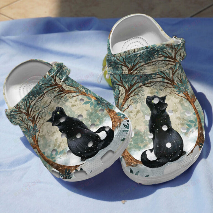 Black Cats Crocs Classic Clogs Shoes