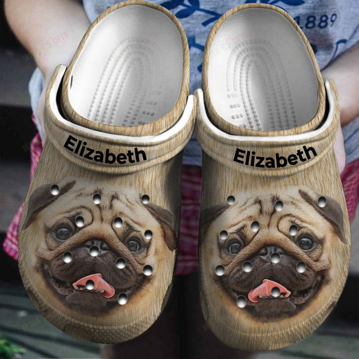 Personalized Pug Head Crocs Classic Clogs Shoes