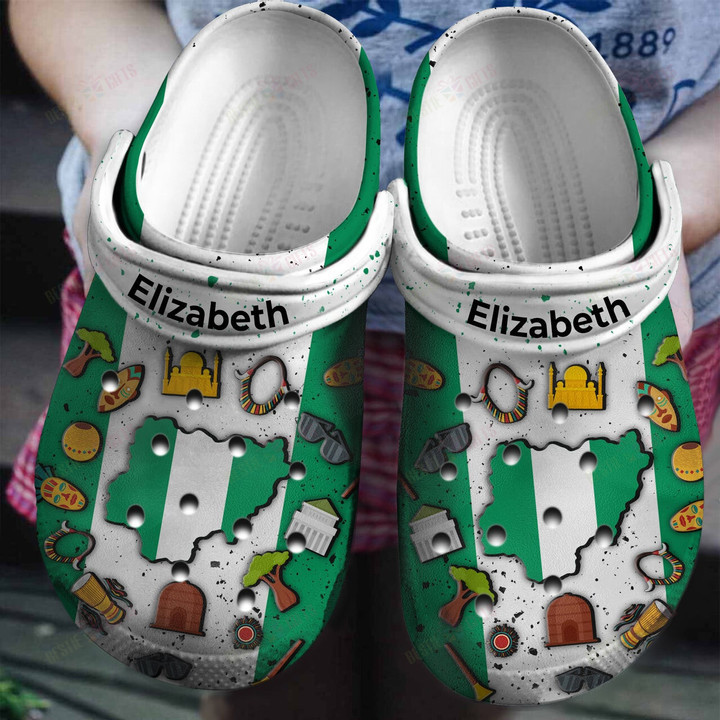 Personalized Nigeria Flag Symbols Crocs Classic Clogs Shoes