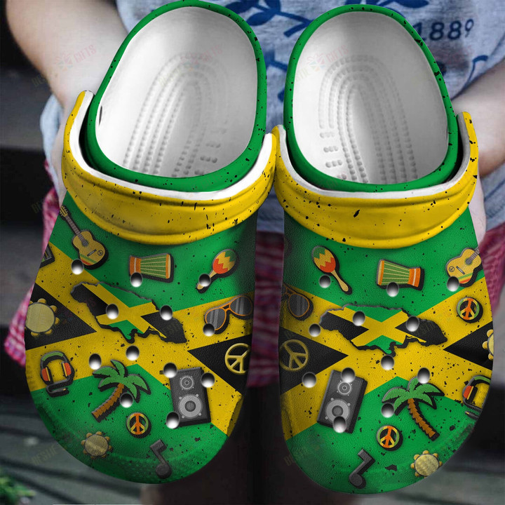 Jamaica Flag Symbol Crocs Classic Clogs Shoes