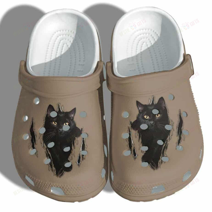 Black Cat Crocs Classic Clogs Shoes