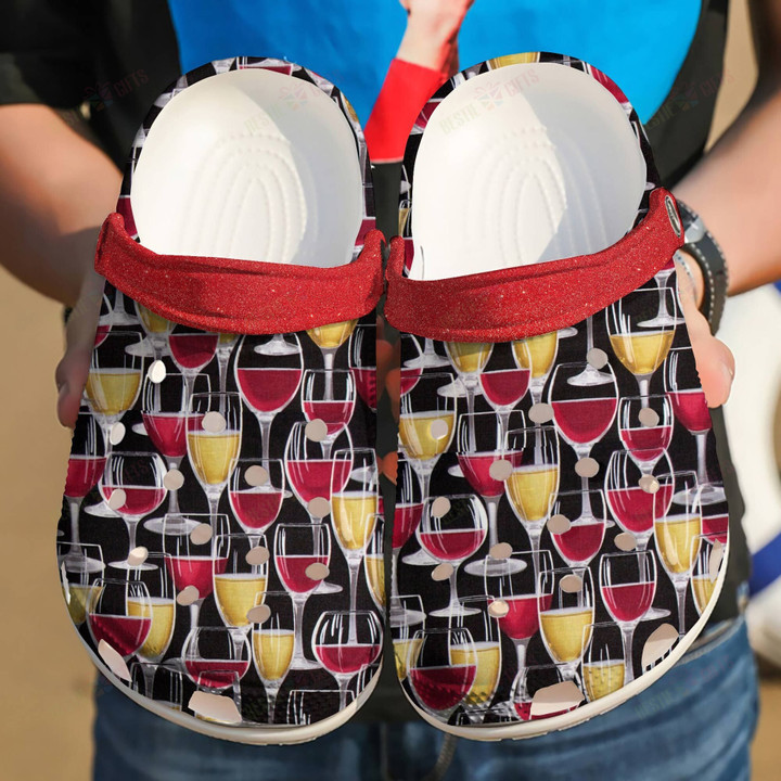 Stunning Wine Fabric Crocs Classic Clogs Shoes