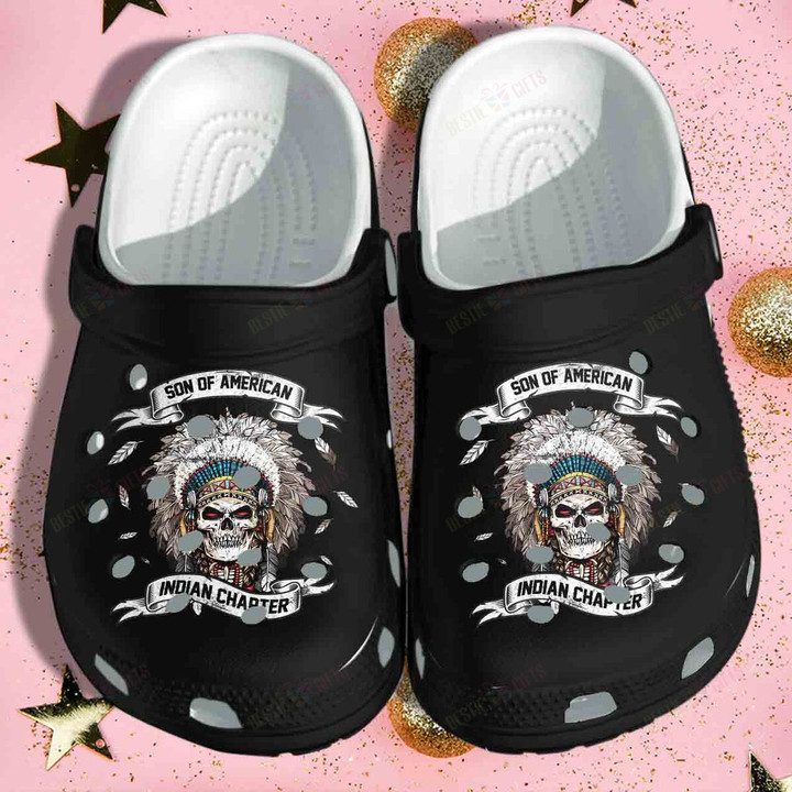 Son Of American Skull Indian Chapter Crocs Classic Clogs Shoes