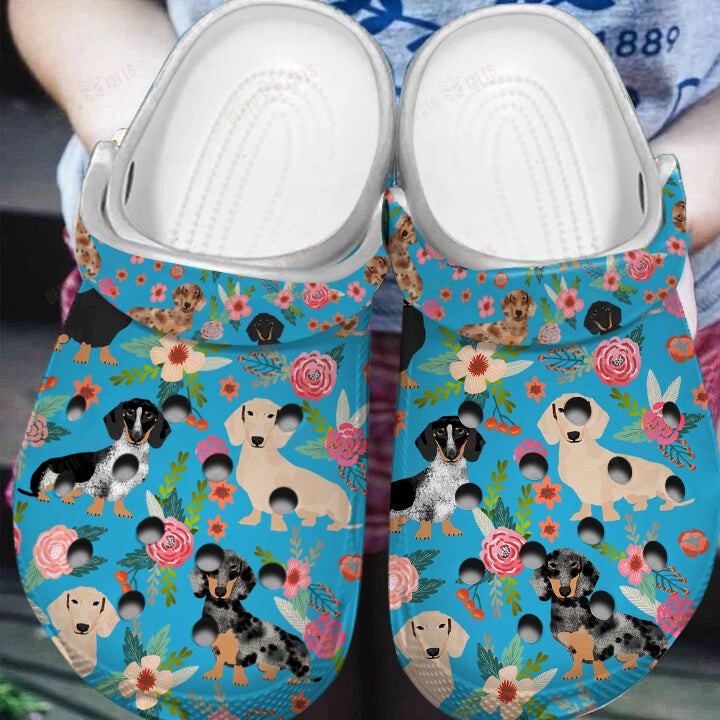 Dachshund Floral Crocs Classic Clogs Shoes