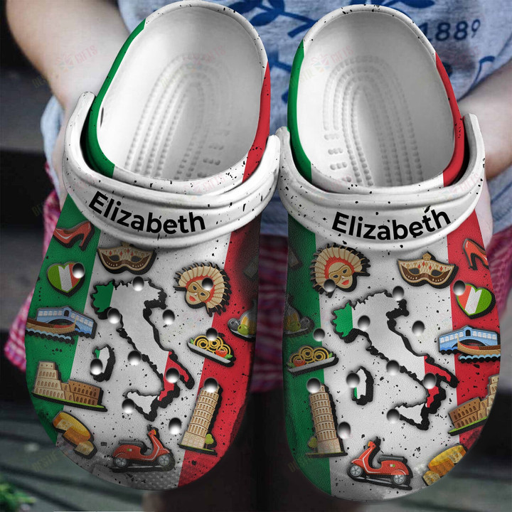 Personalized Italy Flag Symbols Crocs Classic Clogs Shoes