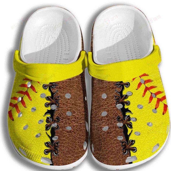 Yellow Softball Crocs Classic Clogs Shoes