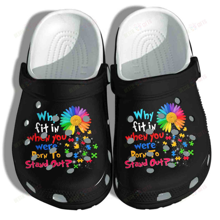 Puzzle Flower Autism Awareness Born To Stand Out Crocs Classic Clogs Shoes