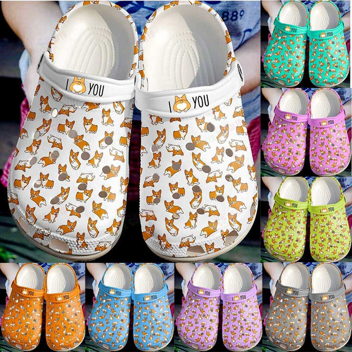 Corgi I Love You Crocs Classic Clogs Shoes