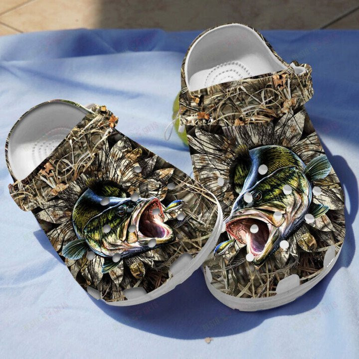 Camo Bass Fishing Crocs Classic Clogs Shoes