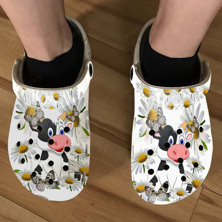 Cow Flower Crocs Classic Clogs Shoes