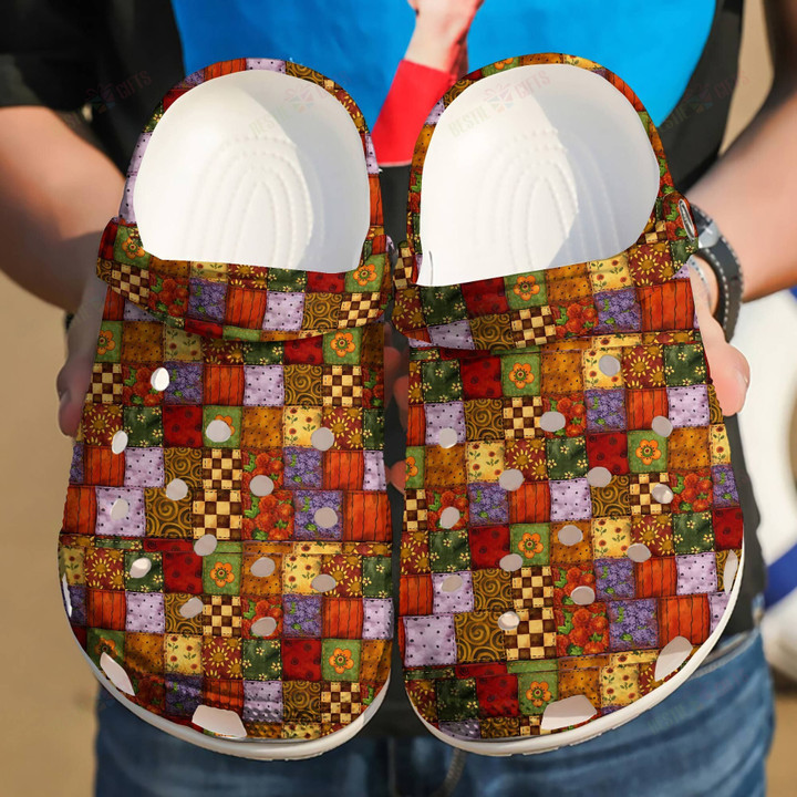 Quilting Patchwork Crocs Classic Clogs Shoes