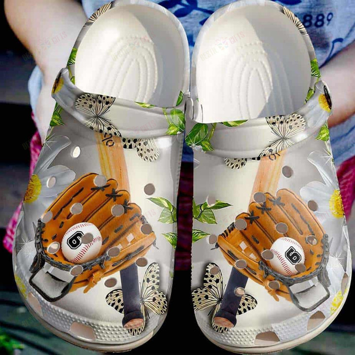 Personalized Butterfly Baseball Crocs Classic Clogs Shoes