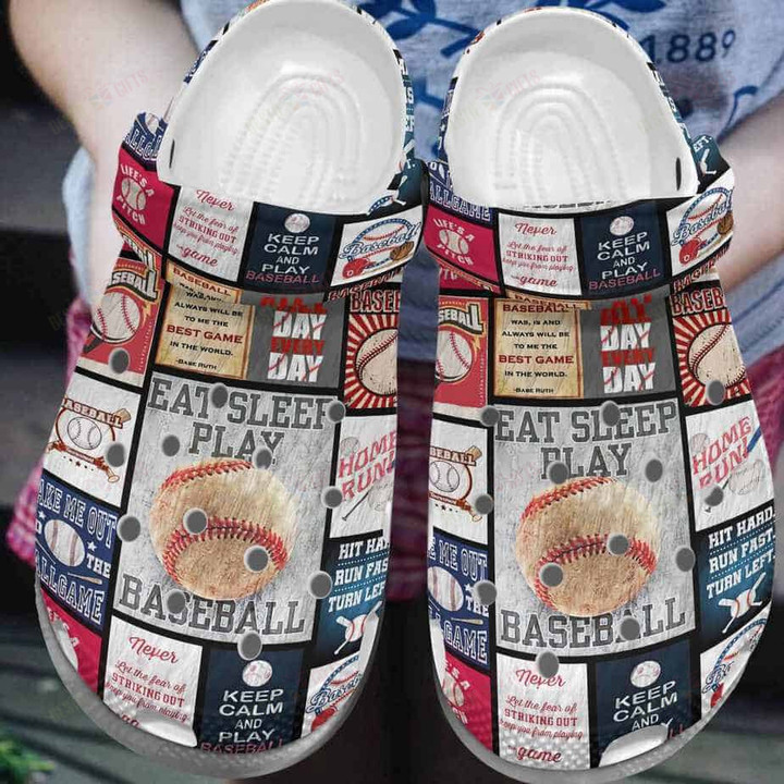 Eat Sleep Play Baseball Crocs Classic Clogs Shoes