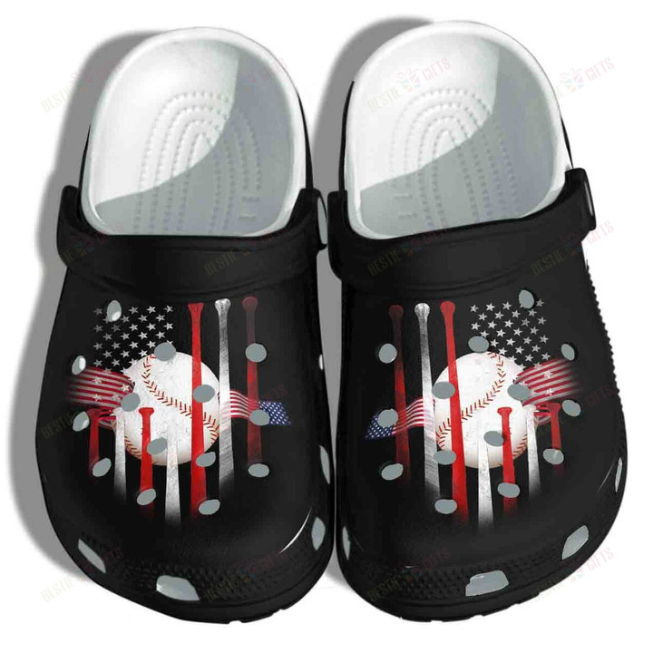 Baseball Ball America Flag Sport US Crocs Classic Clogs Shoes