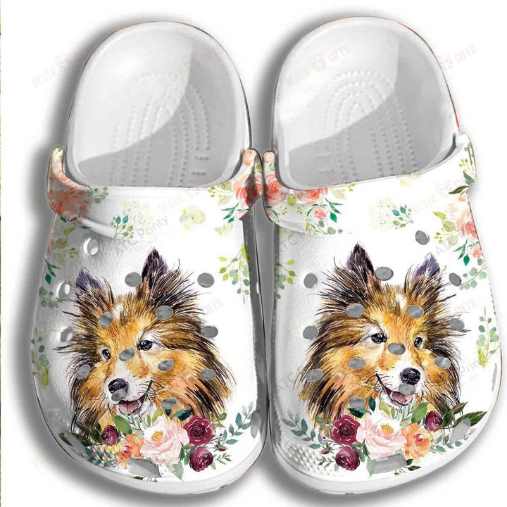 Roses And Dog Cutie Puppy Crocs Classic Clogs Shoes
