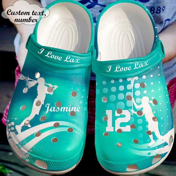 Personalized Lacrosse I Love Lax Crocs Classic Clogs Shoes