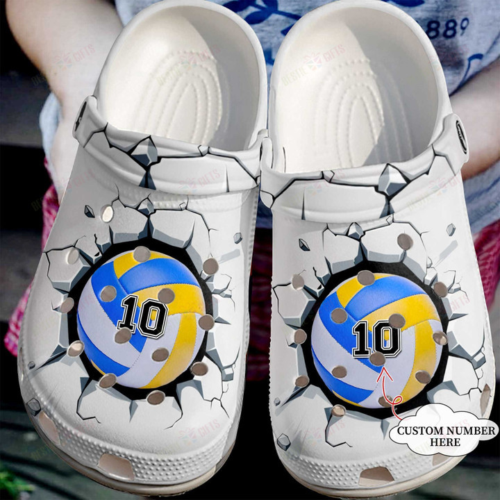 Personalized Volleyball Broken Wall Crocs Classic Clogs Shoes