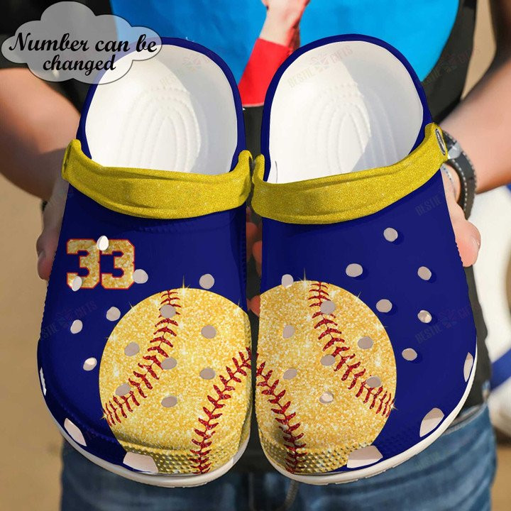 Cute Glitter Softball Crocs Classic Clogs Shoes