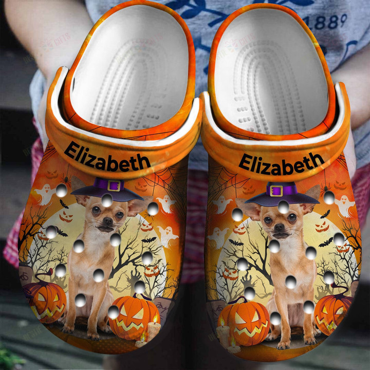 Personalized Chihuahua Wear Hat Halloween Crocs Classic Clogs Shoes