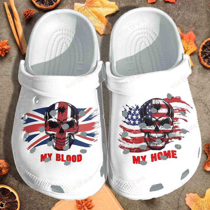 My Blood UK My Home USA Flag Crocs Classic Clogs Shoes