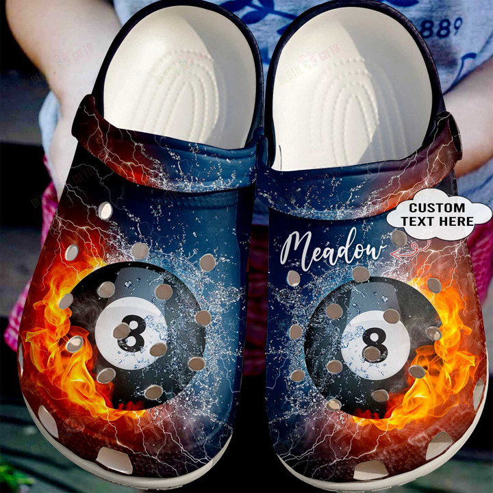 Personalized Fire And Water Billiard Crocs Classic Clogs Shoes