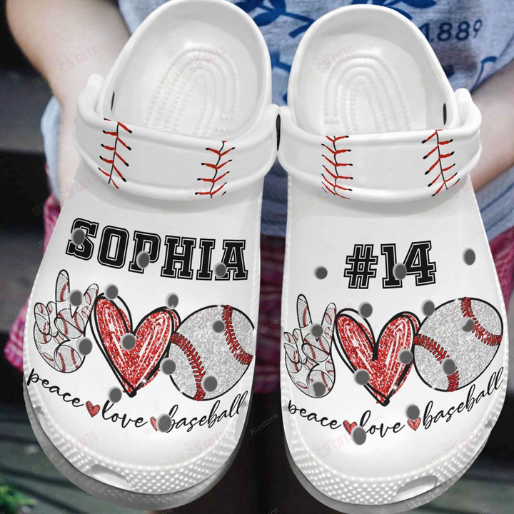 Personalized Hand Heart Baseball Ball Crocs Classic Clogs Shoes