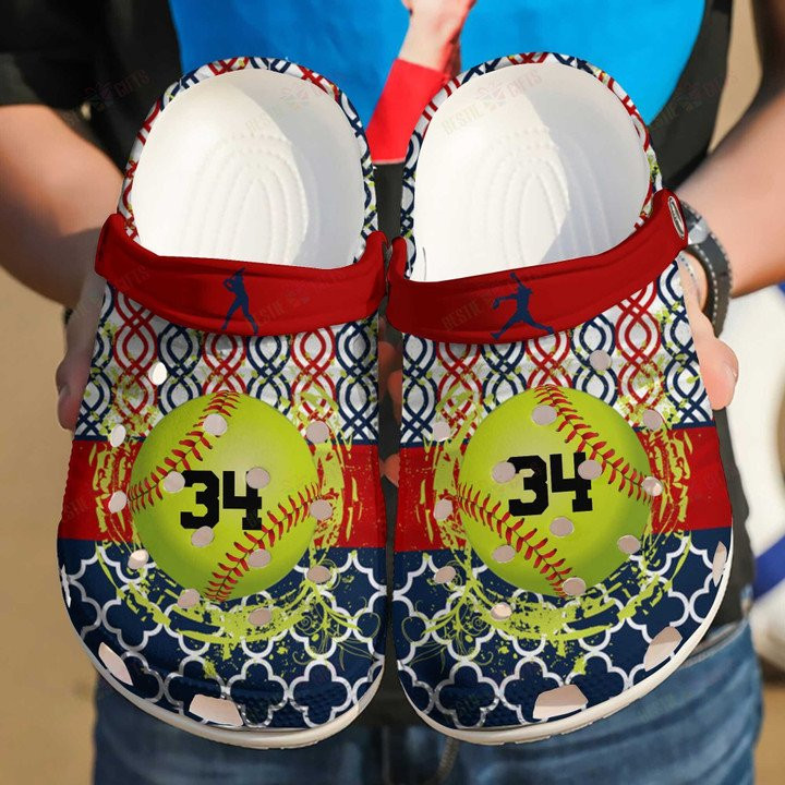 Personalized Softball Color Crocs Classic Clogs Shoes