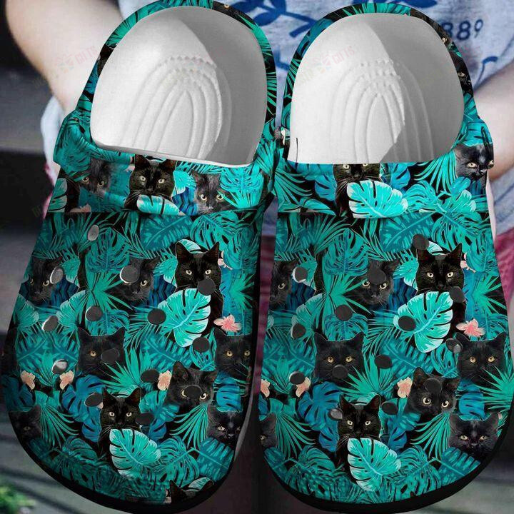 Black Cat Crocs Classic Clogs Shoes