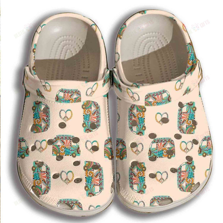 Funny Hippie Car Bus Peace Crocs Classic Clogs Shoes